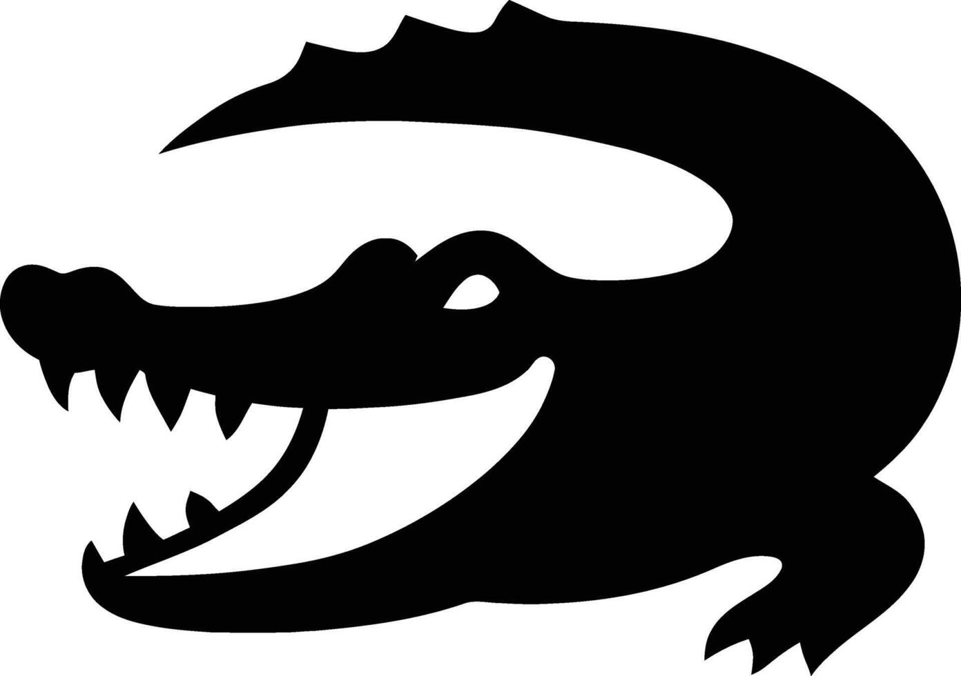Smiling Crocodile Silhouette , Happy Crocodile Silhouette Art. vector
