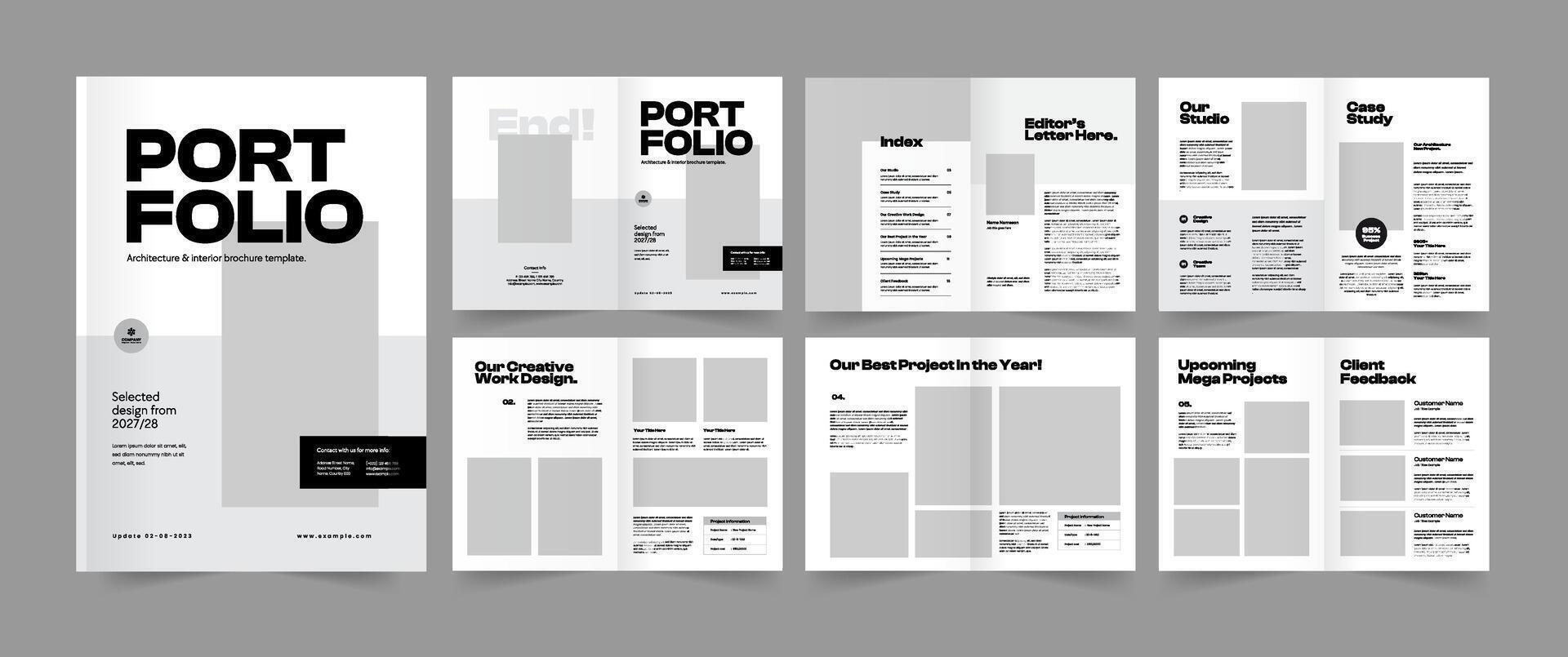 Minimal Portfolio Design, Architecture Portfolio Template and Photography Portfolio Album vector