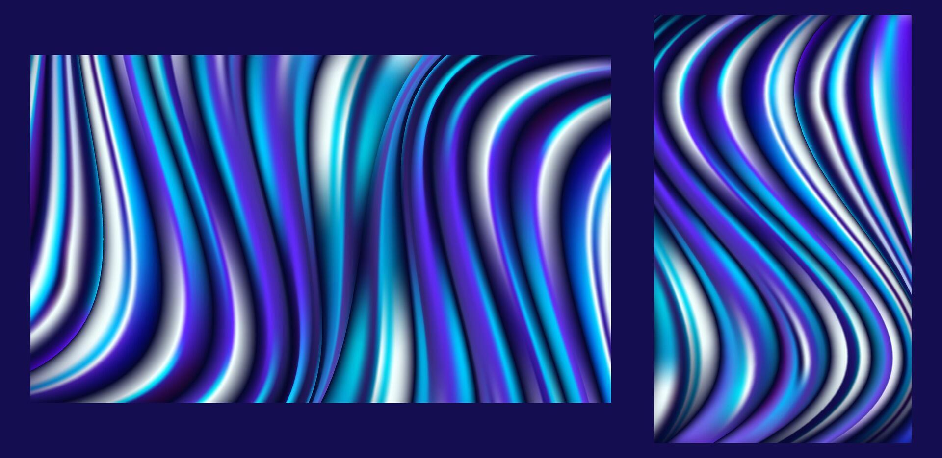 Abstract Luxury Liquid Metallic Fabric Colorful Smooth Flowing Silk Wavy Lines Background vector