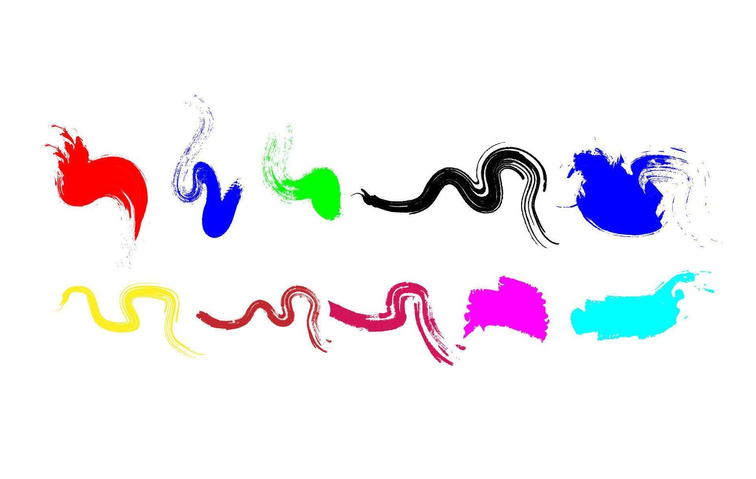 Abstract Paint Brush Strokes and Splatters vector
