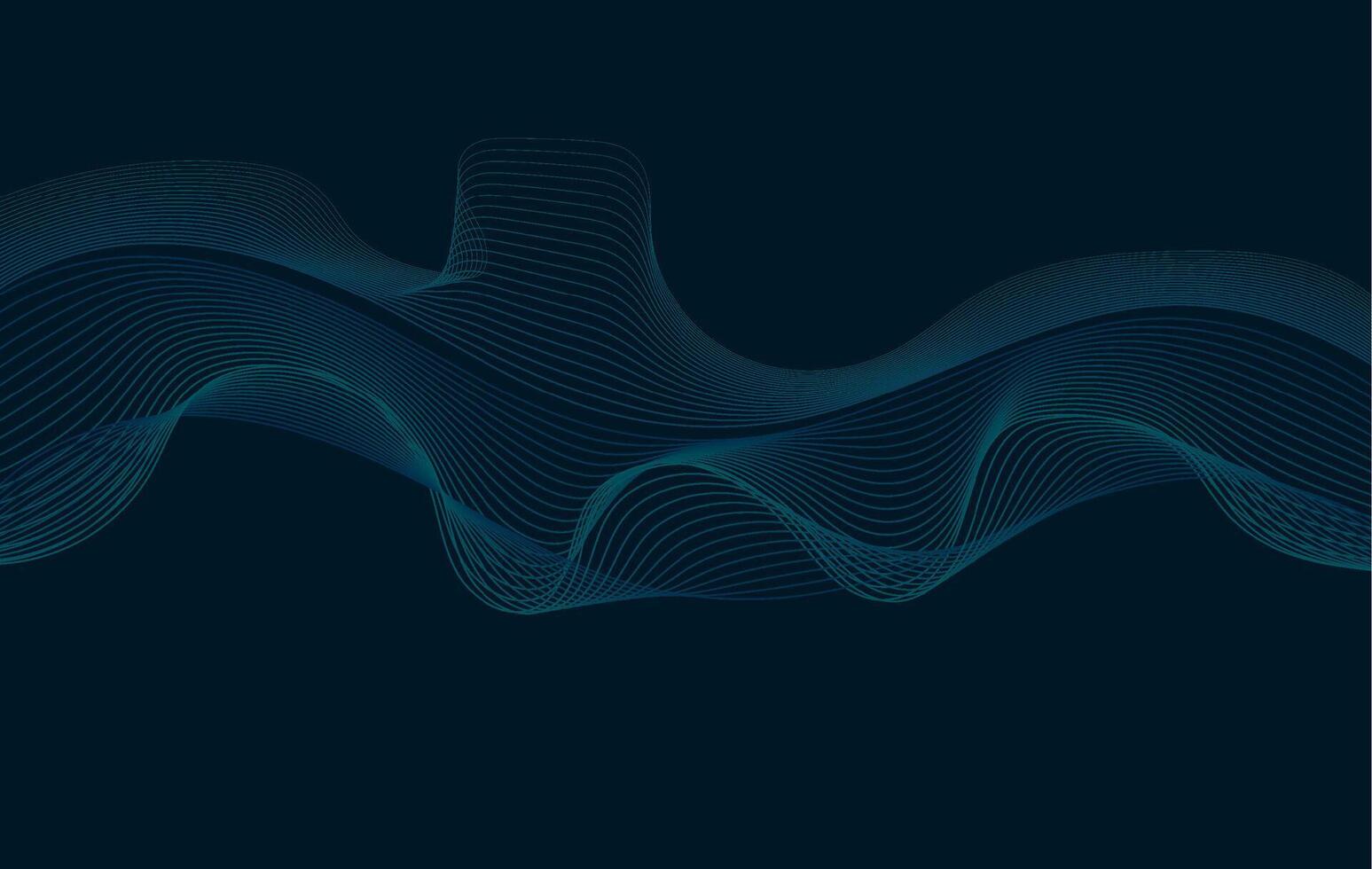 Abstract Teal Waves on a Dark Blue Gradient Background Wallpaper vector