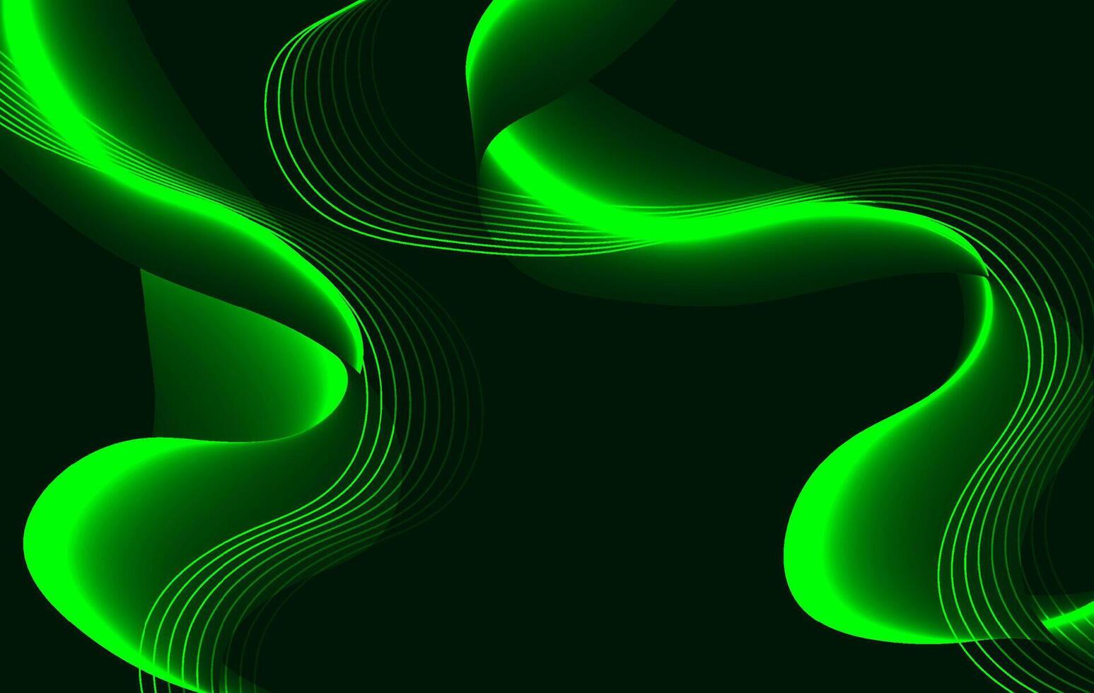 Green Neon Abstract Flowing Lines and Glowing Curves Background Wallpaper vector