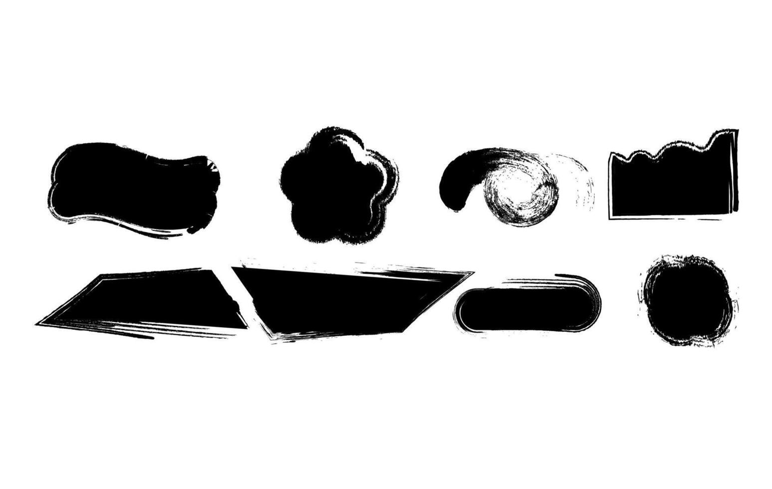 Collection of artistic black brush strokes and shapes vector