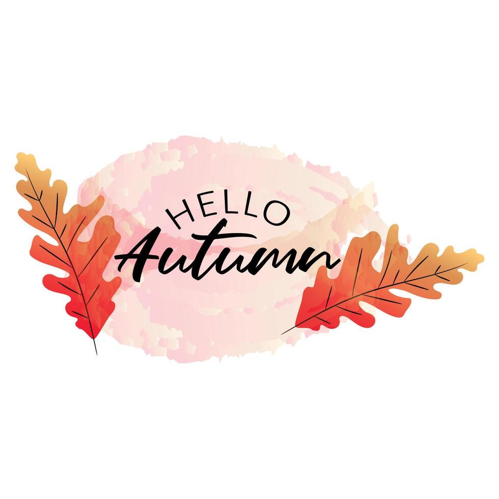 hello autumn with leaves vector