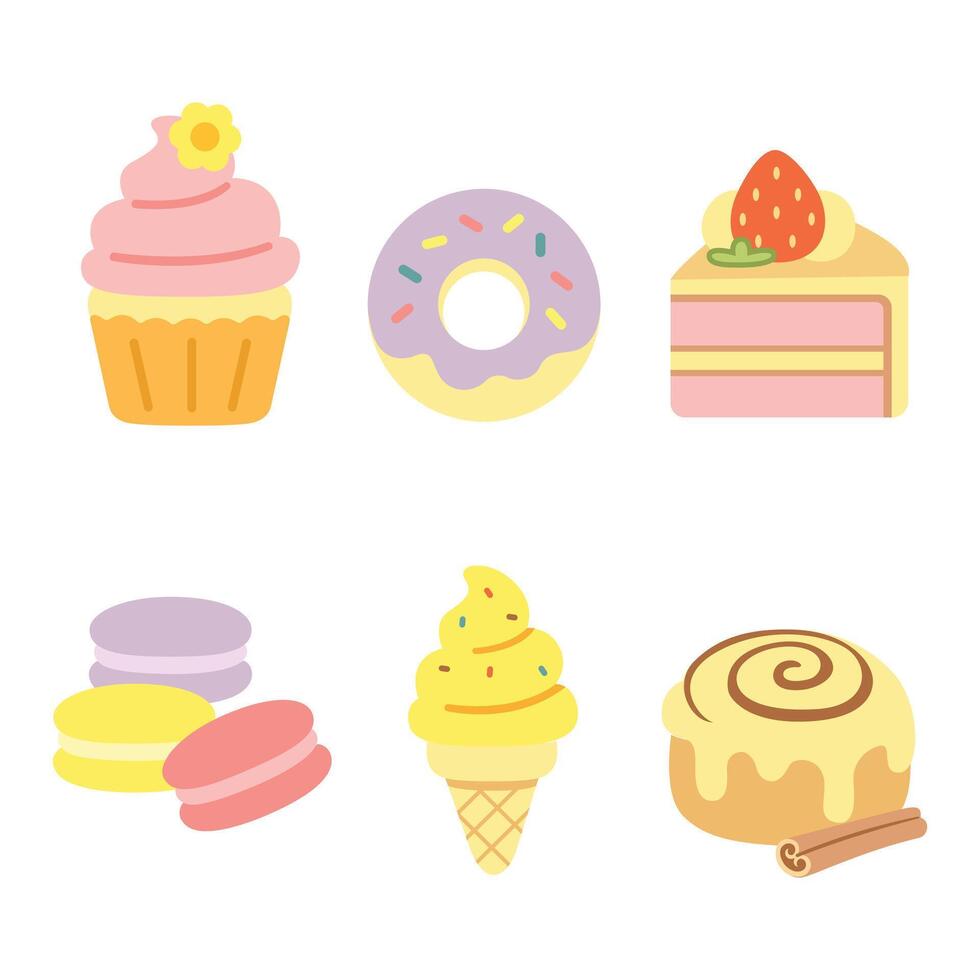 Sweet food collection in spring vector
