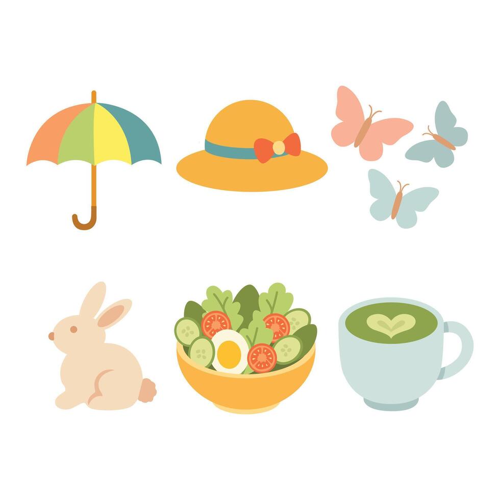 Minimalist Spring Season Elements Set vector