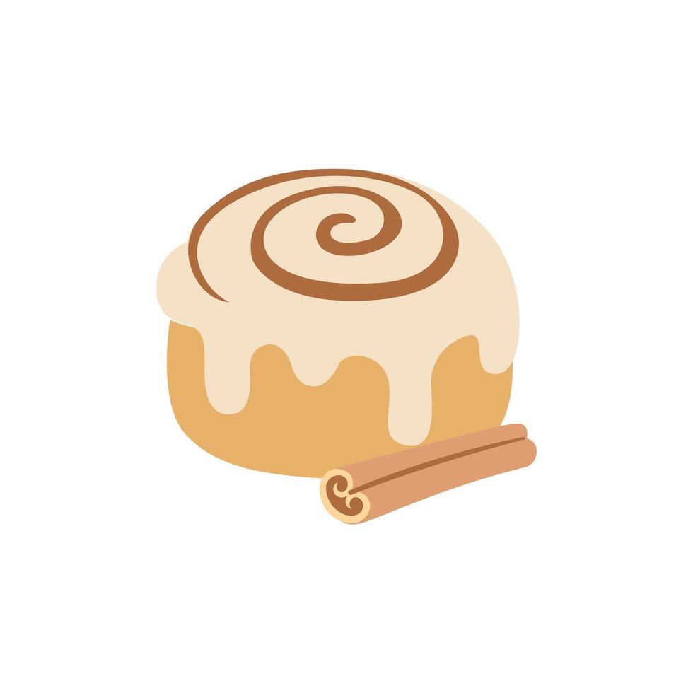 Warm Cinnamon Roll with Icing - Fresh Bakery Treat vector