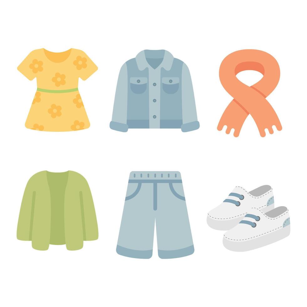Spring Fashion Outfit Flat Lay - Light and Casual Seasonal Style - Isolated Outfit vector