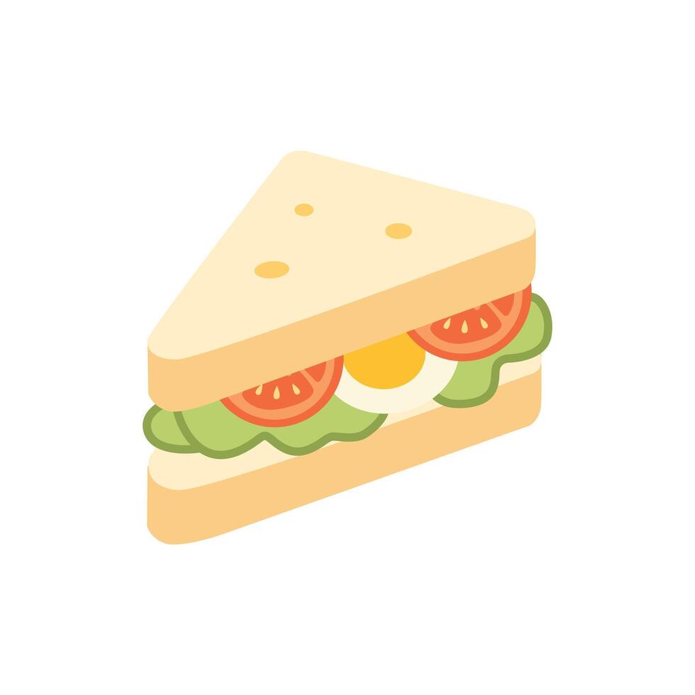 Breakfast Sandwich with Eggs, Cheese, and Veggies - Morning Meal vector
