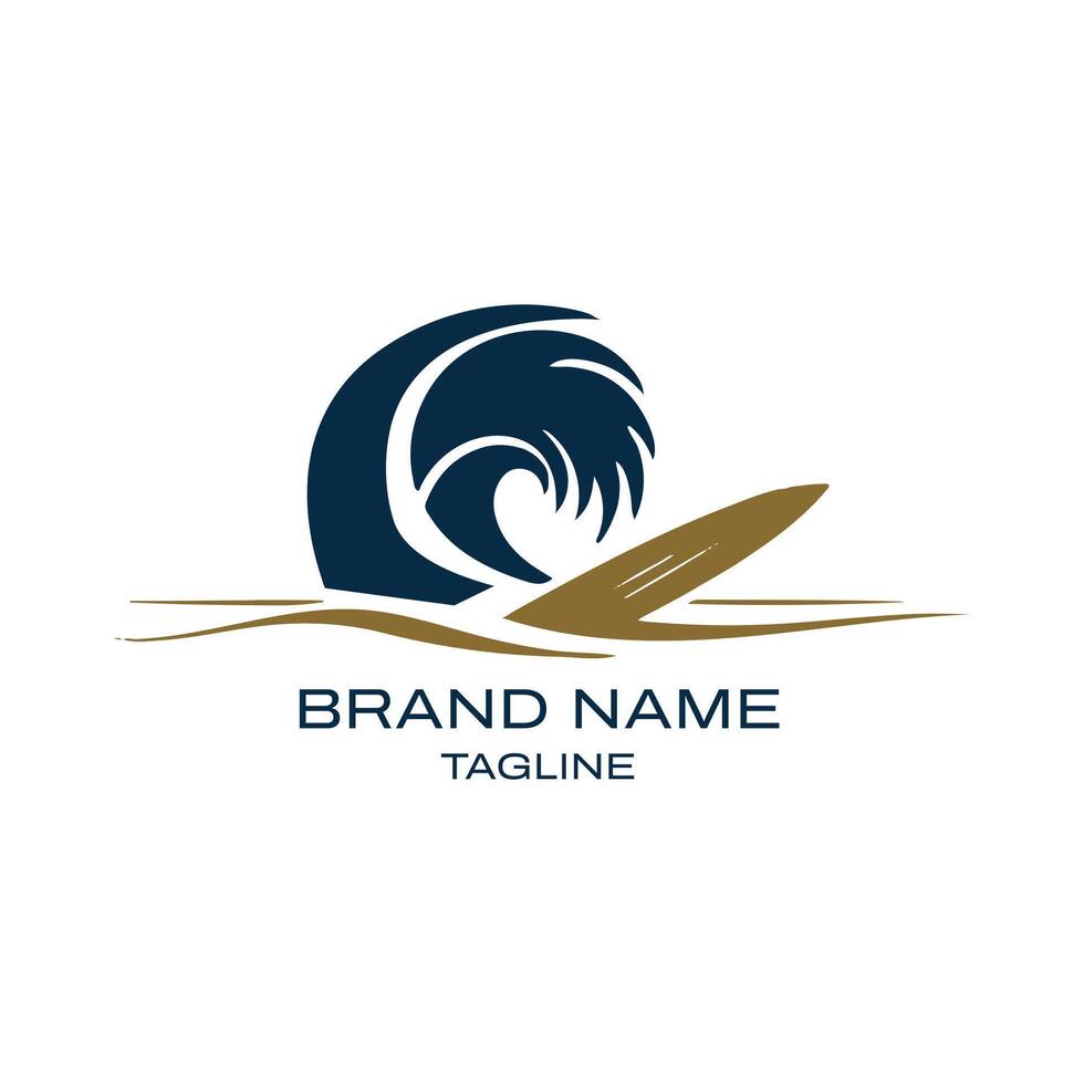 Beach Logo Design with Palm Tree and Wave for Travel or Resort Branding vector