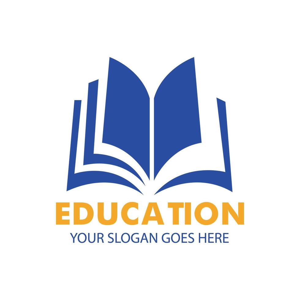 Modern Education Logo Design with Open Book for School, Library, or Learning Center vector