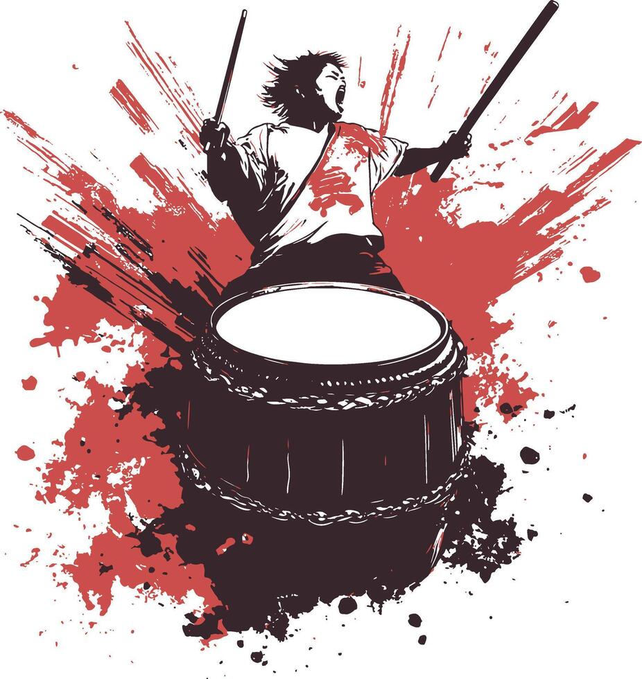 Taiko Drum Tshirt Design vector