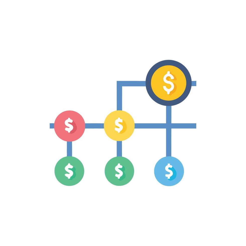 Financial Flowchart Diagram Showing Connections with Dollar Signs vector