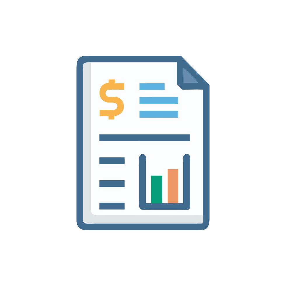 Financial report icon with charts and dollar sign vector