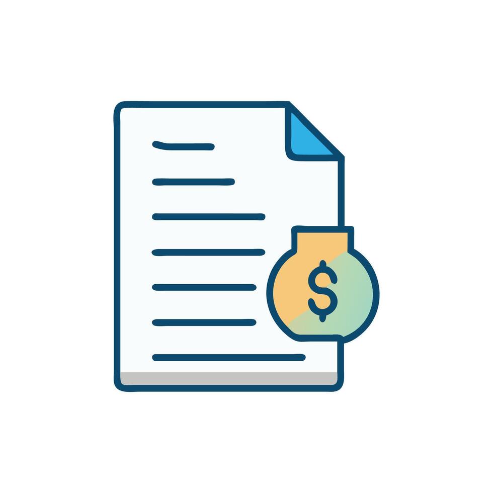 Financial Document with Money Bag Icon Illustration vector