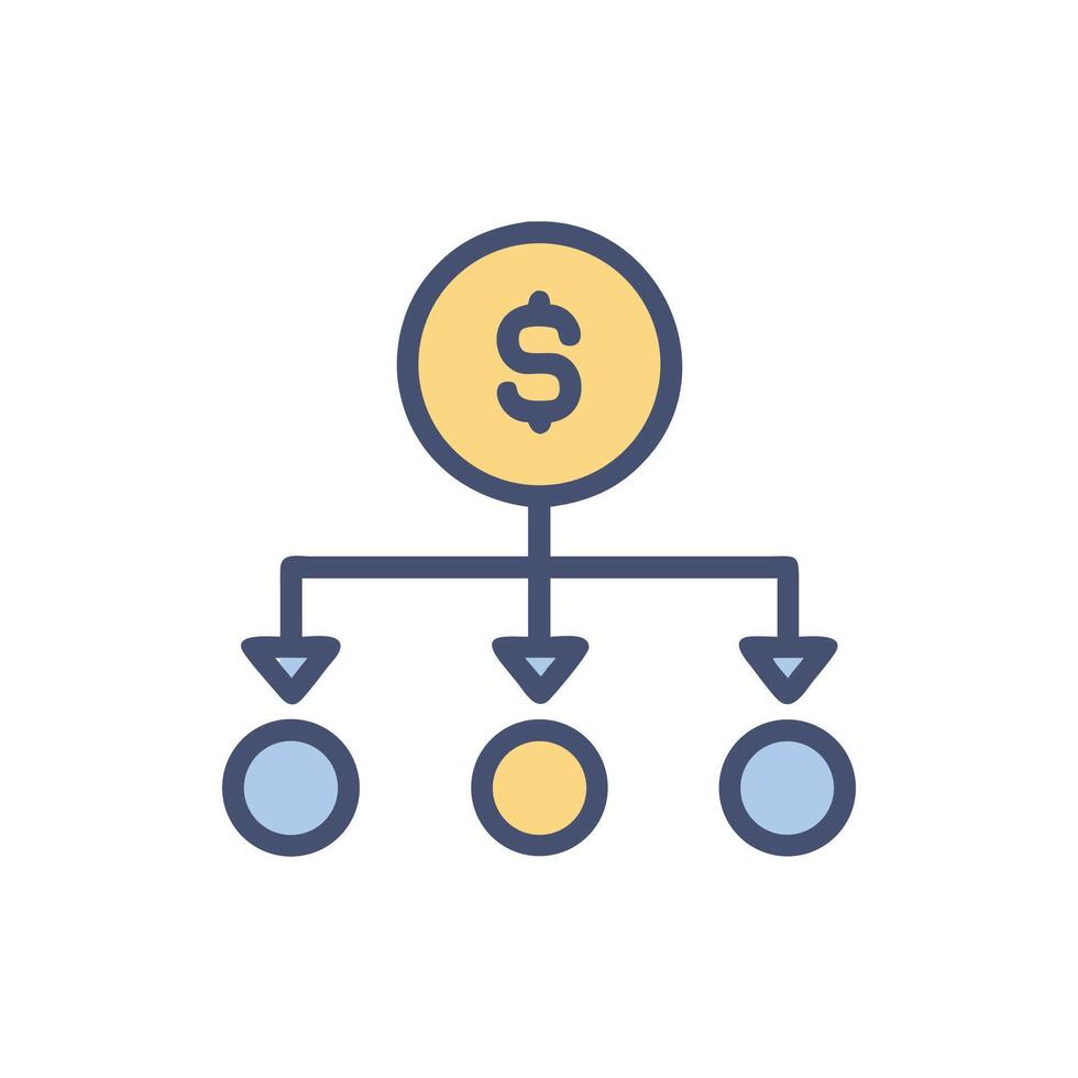 Funds allocation icon, business strategy, distribution, invest, earnings vector