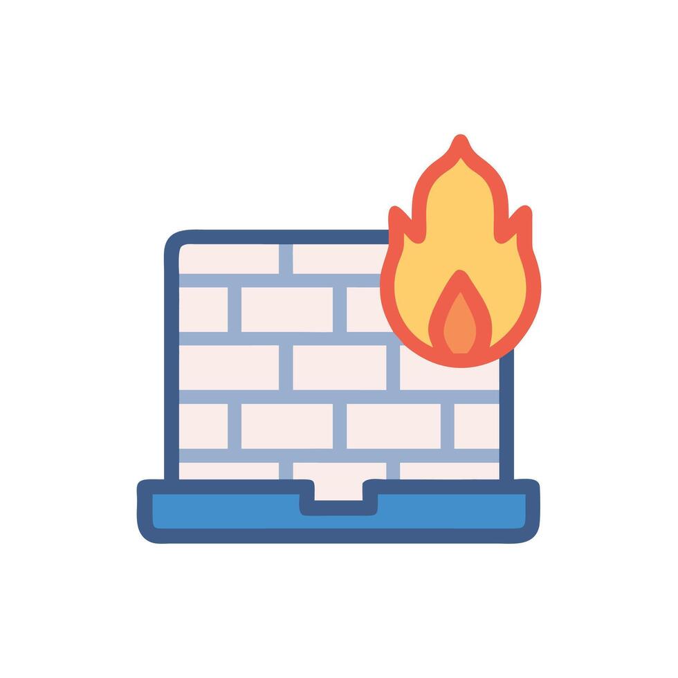 Firewall icon on laptop representing computer security concepts vector