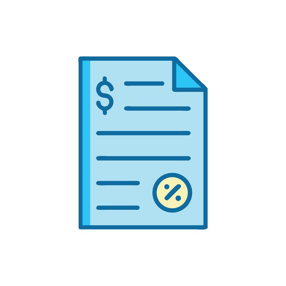 Financial Document Icon with Dollar and Percentage Sign vector