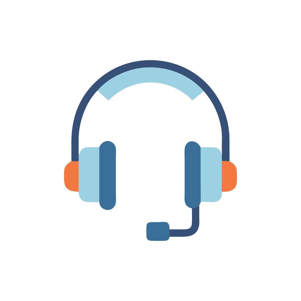Blue Headset Icon for Customer Support Services on White vector