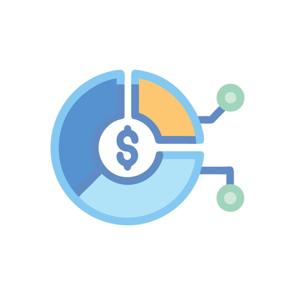 Financial Technology Pie Chart with Dollar Sign, Connection Points vector