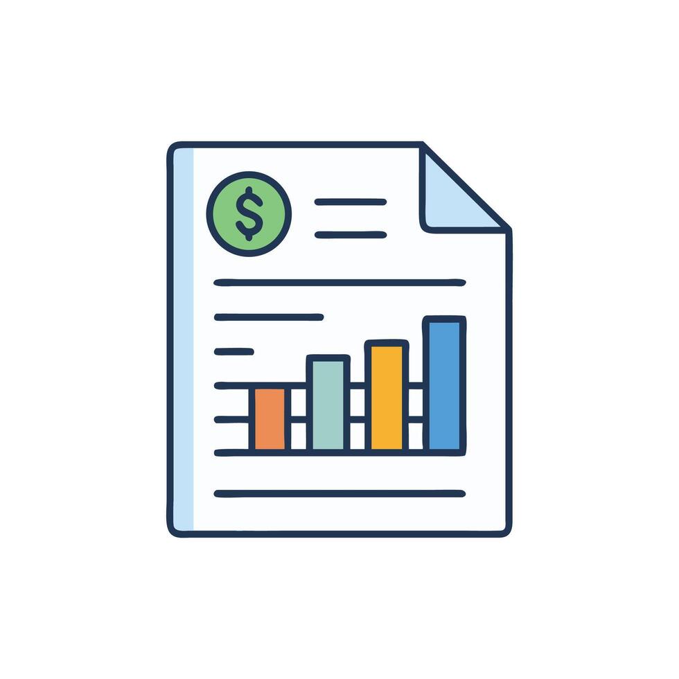 Financial report document with a bar chart analysis vector