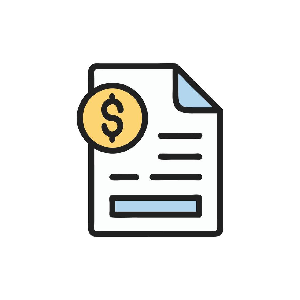 Financial Document with Dollar Sign, Cost Sheet, Investment vector