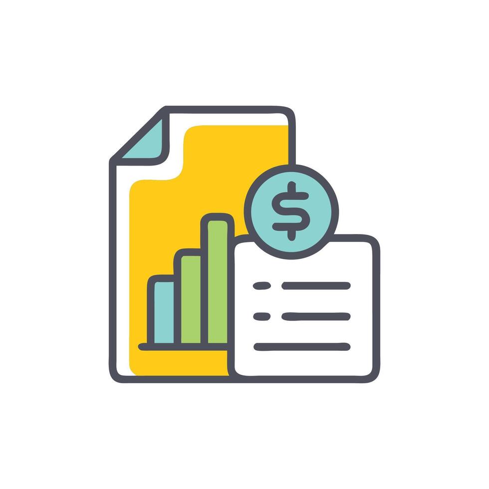 Financial report icon with graph and dollar symbol vector