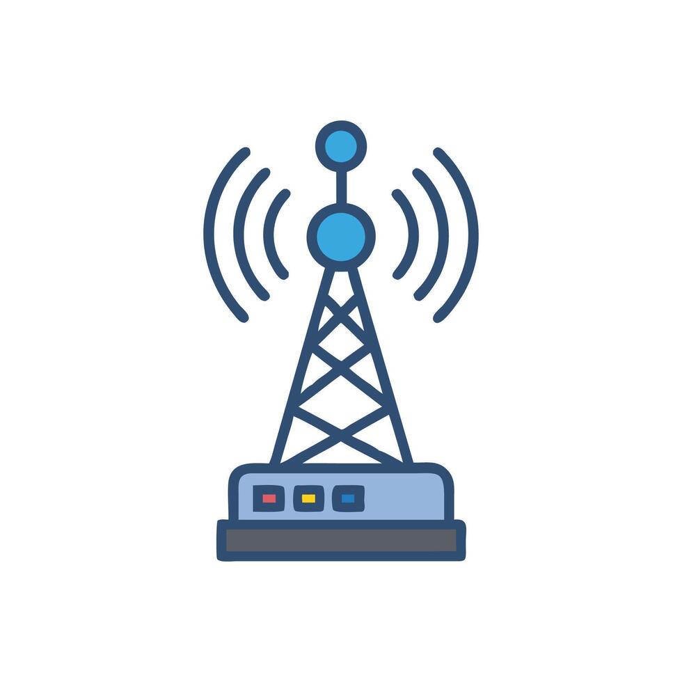 Radio Tower Icon, Wireless Communication Transmitter and Receiver vector