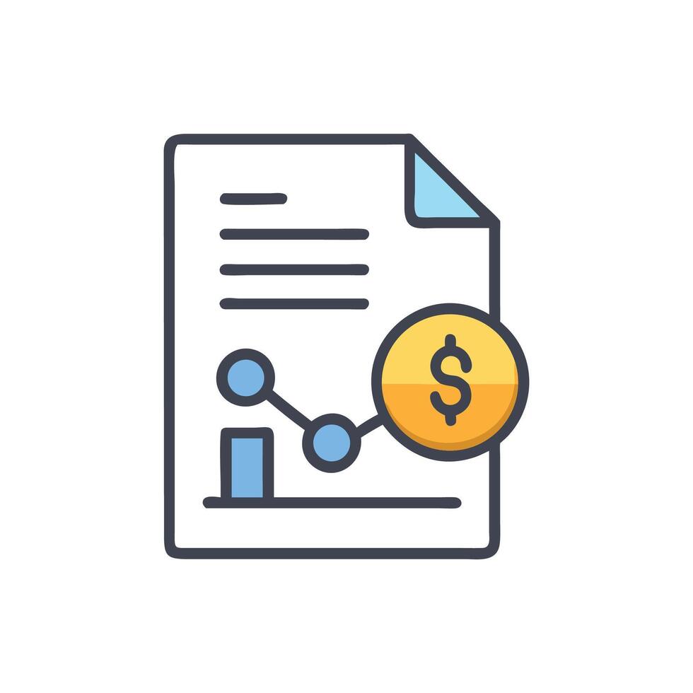 Financial Report with Graph and Currency Sign Icon vector
