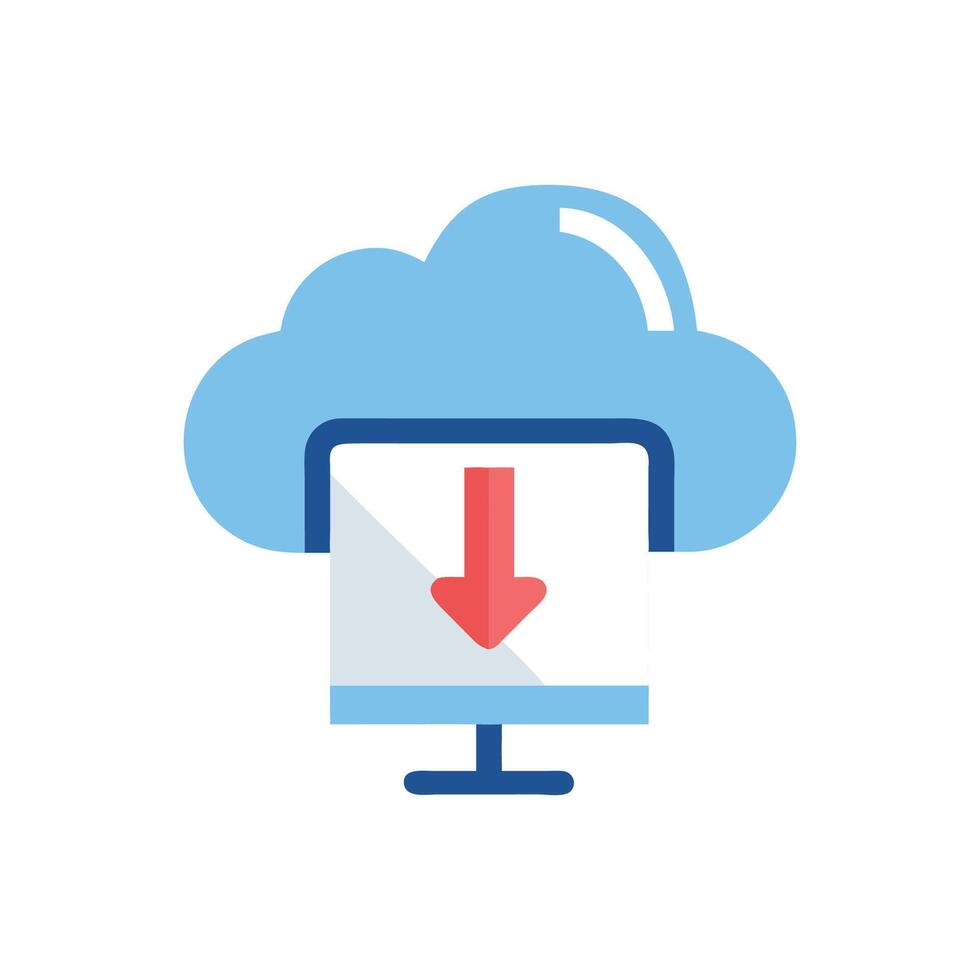 Cloud download icon with server and arrow symbol vector