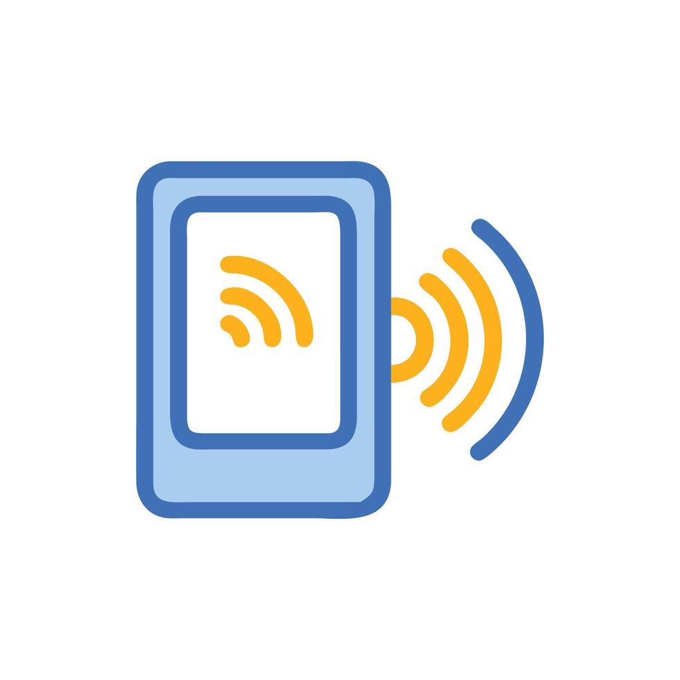 Wireless Communication Blue Device with Signal Waves Illustration vector