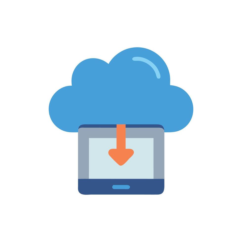 Cloud download to tablet or mobile phone vector