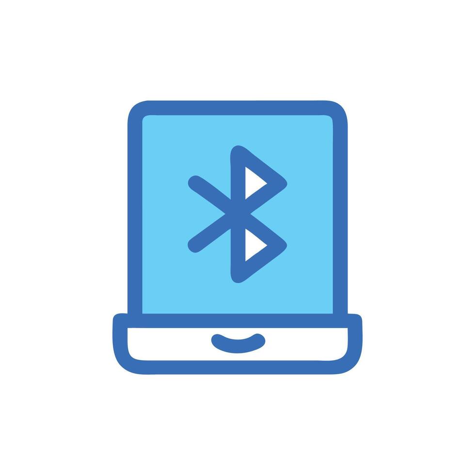 Blue smartphone with Bluetooth connection technology icon symbol vector