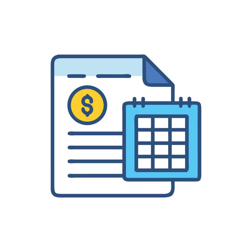 Financial planning concept with calendar and document vector