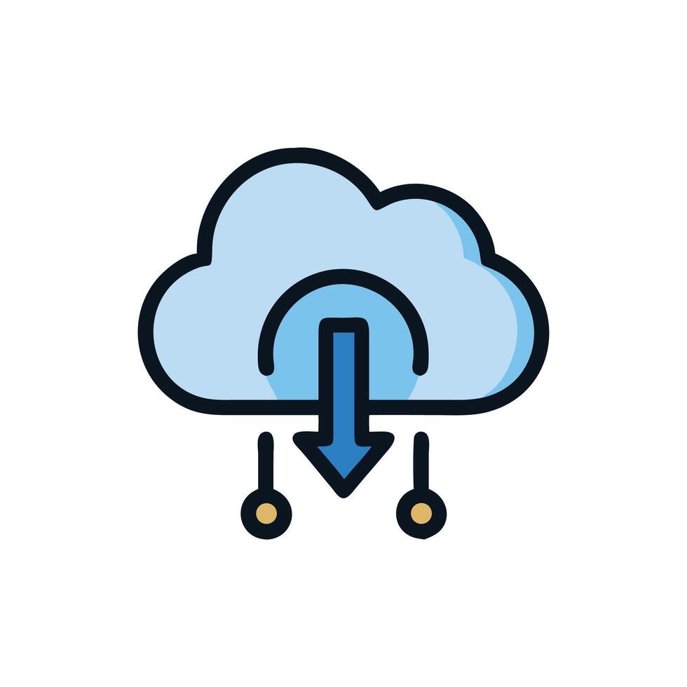Cloud download icon illustration, simple and modern design vector
