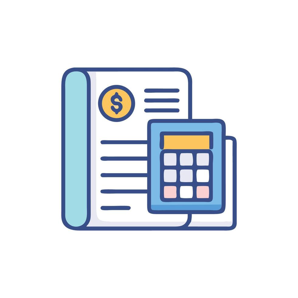 Accounting and finance report with calculator and dollar vector