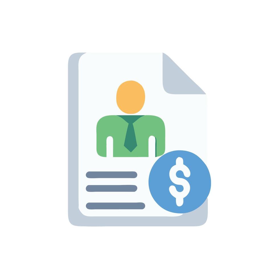 Financial report icon showing employee and dollar currency vector
