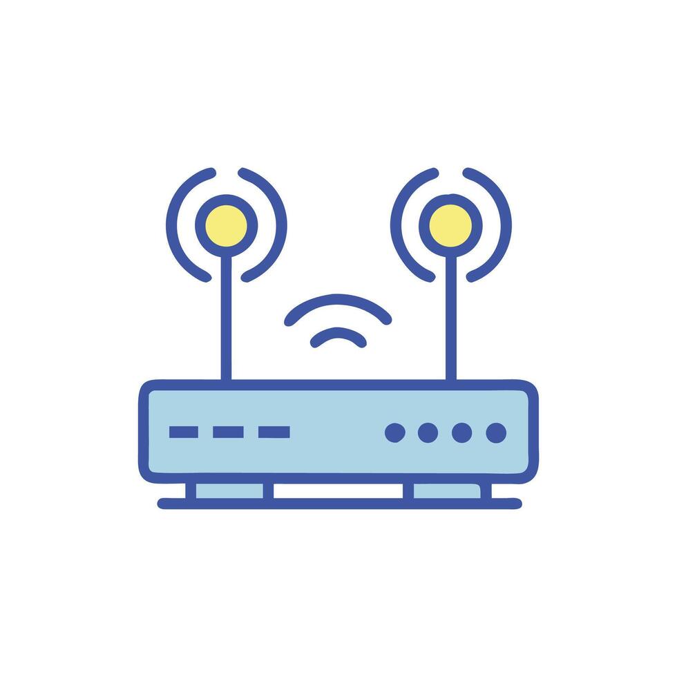 Cute Router Icon Illustration with Two Antennas vector