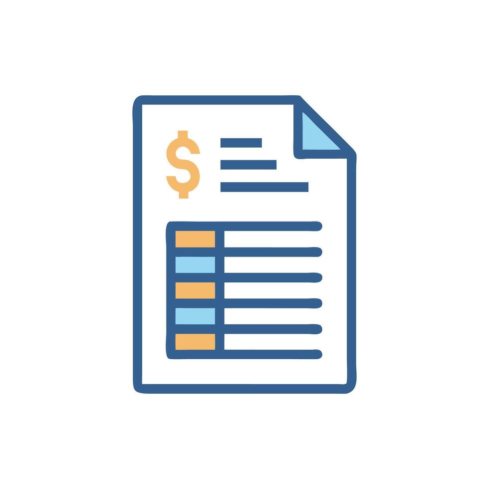 Financial document with dollar sign, invoices, and billing vector