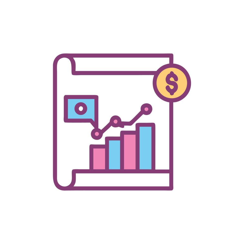 Financial growth chart with dollar sign icon symbol vector
