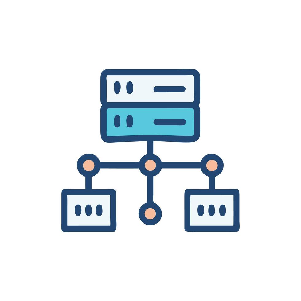 Data Network Topology Icon, Server Connected to Clients vector