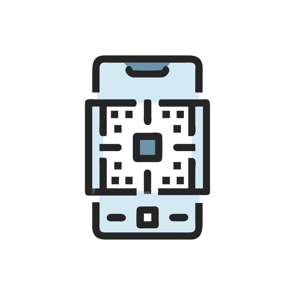 Smartphone QR Code Scan, Mobile Technology Concept Illustration vector
