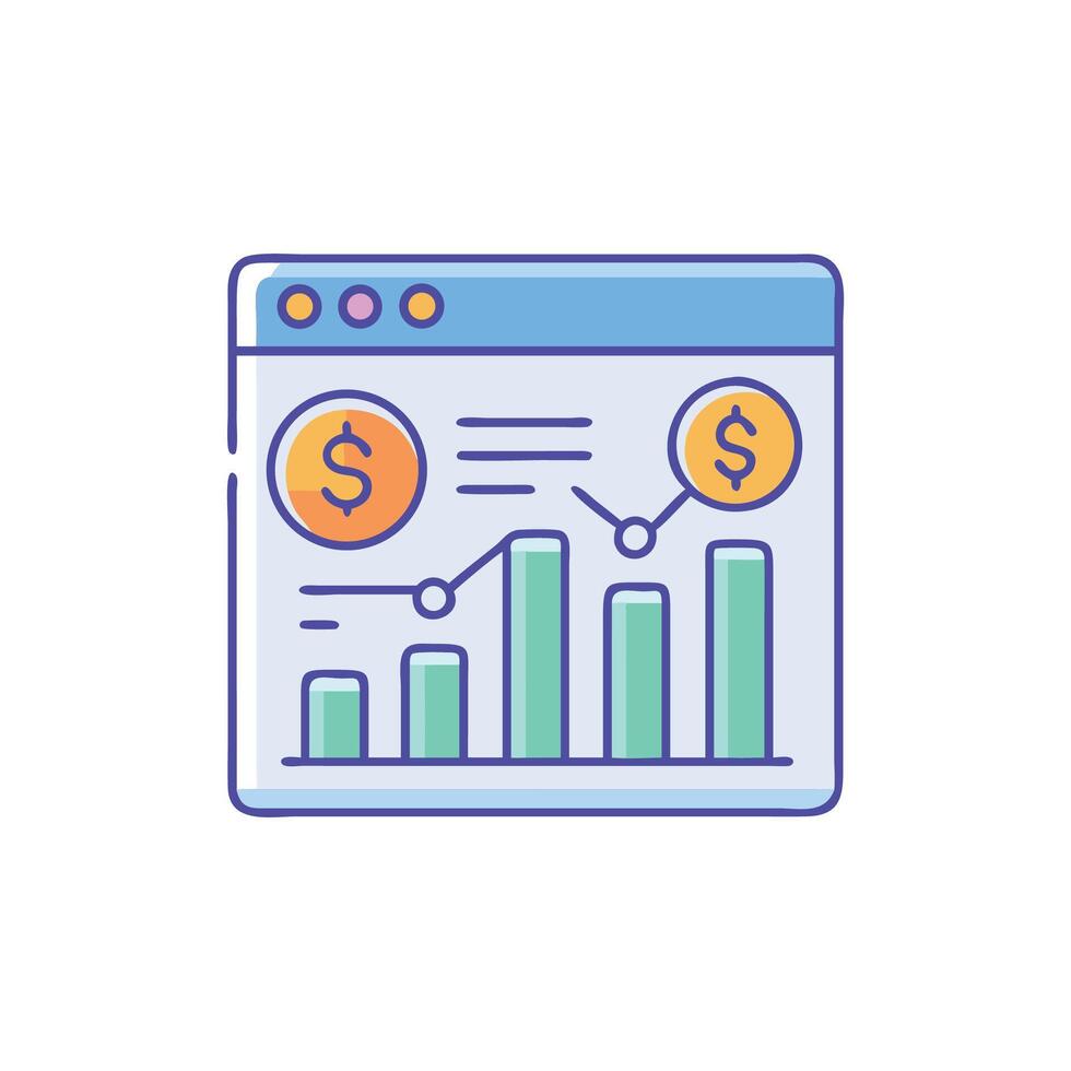 Financial growth chart on website, stock market concept vector