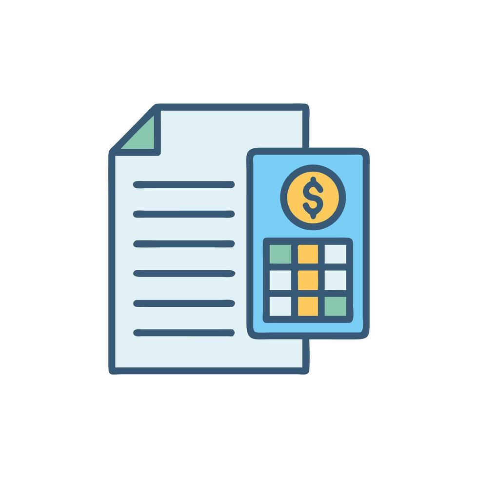 Financial document with calculator Accounting and bookkeeping concept vector