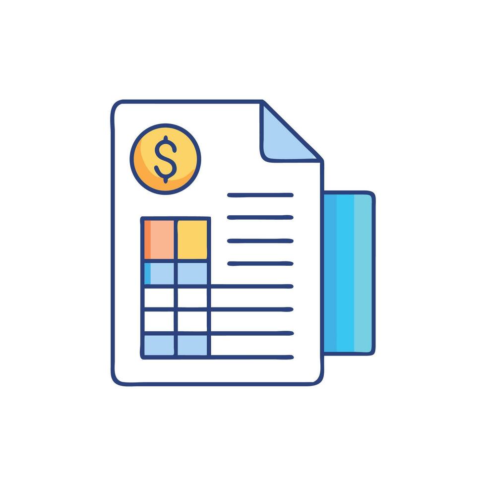 Financial report with dollar sign, accounting document illustration vector