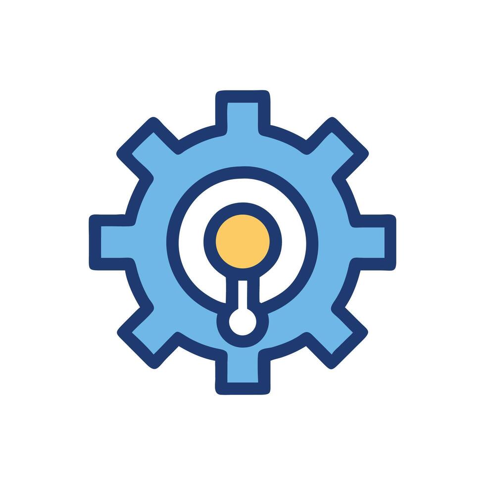 Gear Icon with Connection Point in Center Design vector