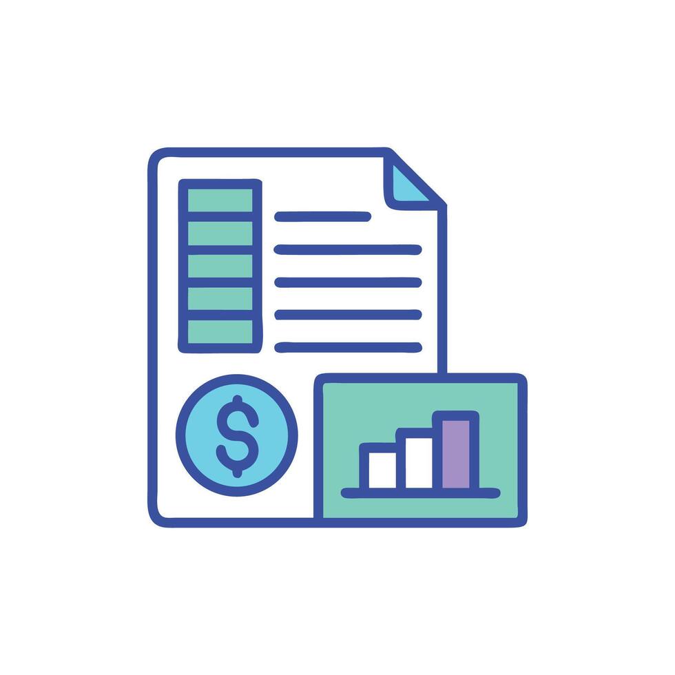 Financial Report Document with Dollar Sign and Bar Chart vector