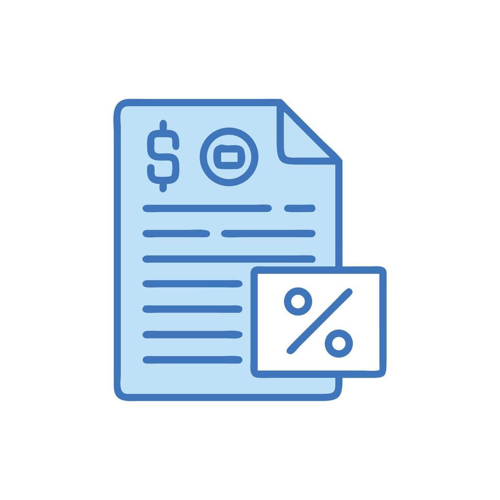 Financial Document with Percentage Icon, Finance and Business vector