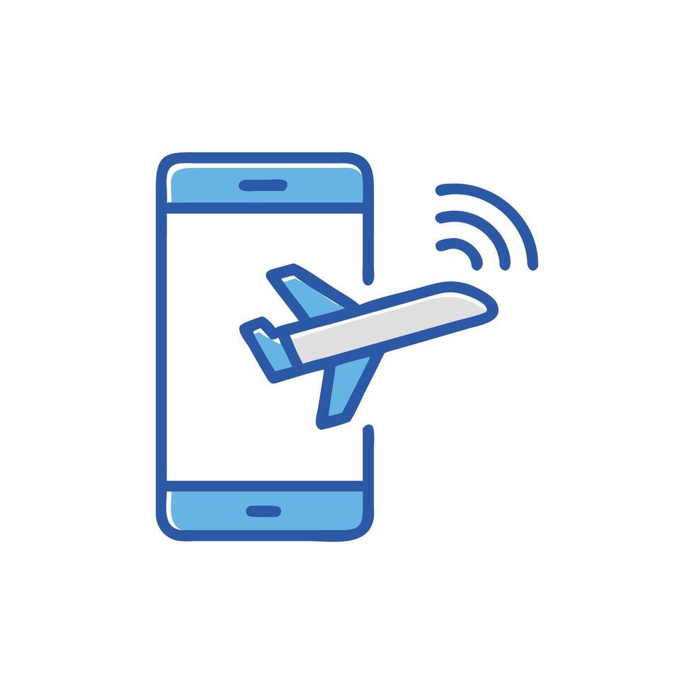 Mobile flight booking app, air travel technology concept vector
