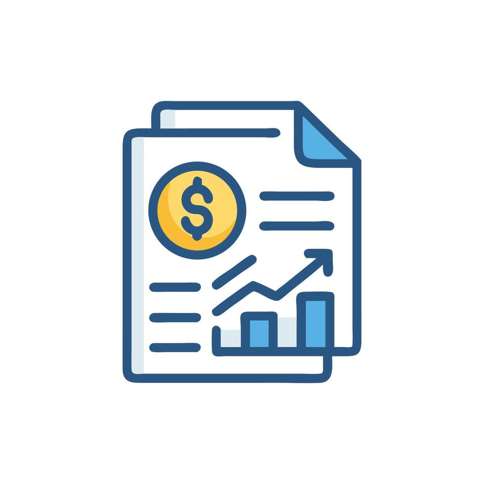 Financial Report with Growth Chart and Dollar Symbol. vector